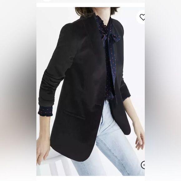 New Madewell Crushed Velvet Blazer Black F7910 $158 - size 8 - Picture 2 of 6